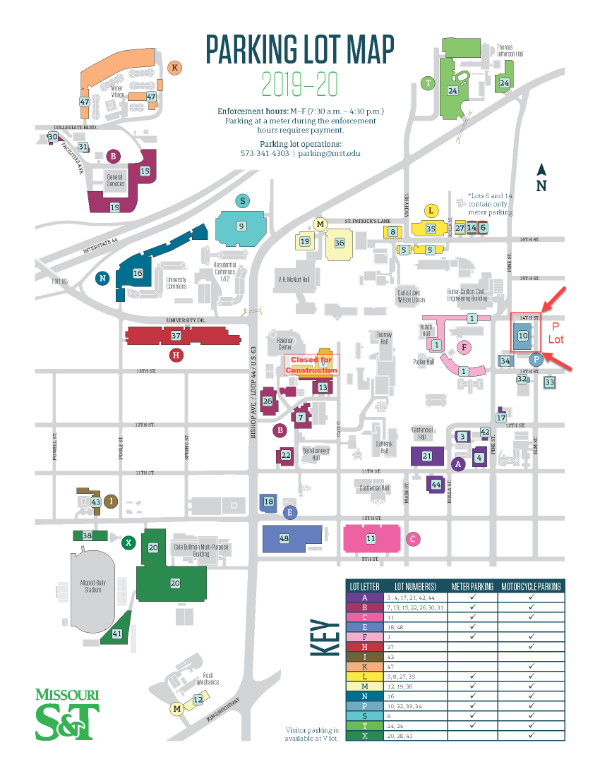 Map of Campus Parking as of 2023-February